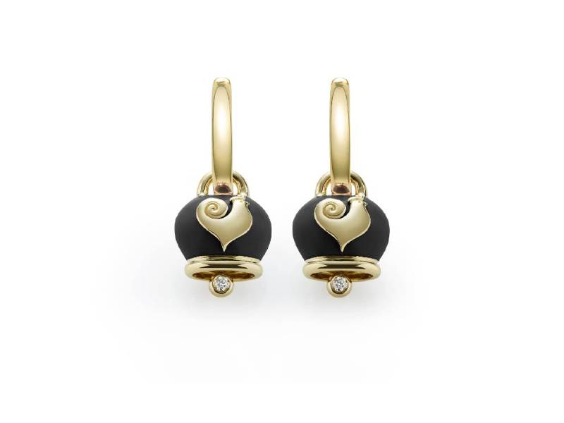 MICRO CAMPANELLA (BELL) EARRINGS ROSE GOLD AND BLACK ENAMEL 36615